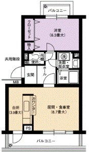 1LDK(間取) 1LDK(間取)